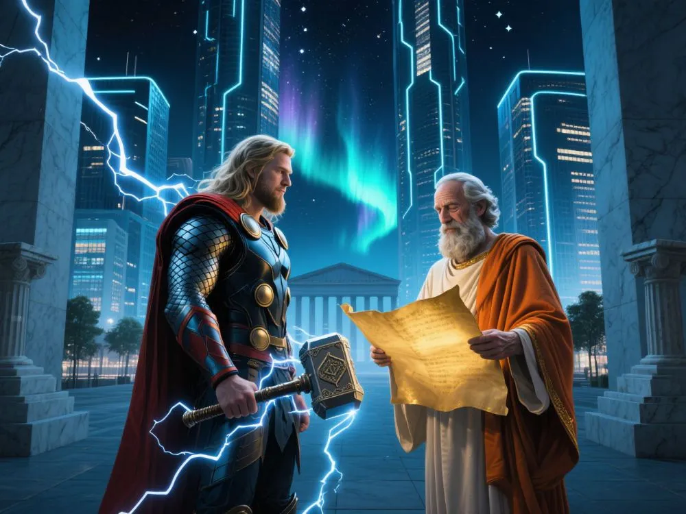 choque entre antigo e novo - mitologia e super-heróis - THOR e HOMERO